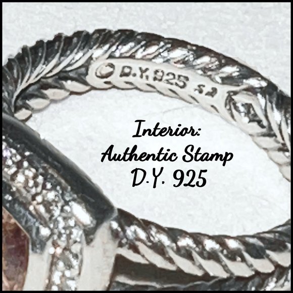 DAVID YURMAN PETITE ALBION® MORGANITE & DIAMONDS | SIZE 6.5 (with D.Y. Pouch) - Picture 3 of 5